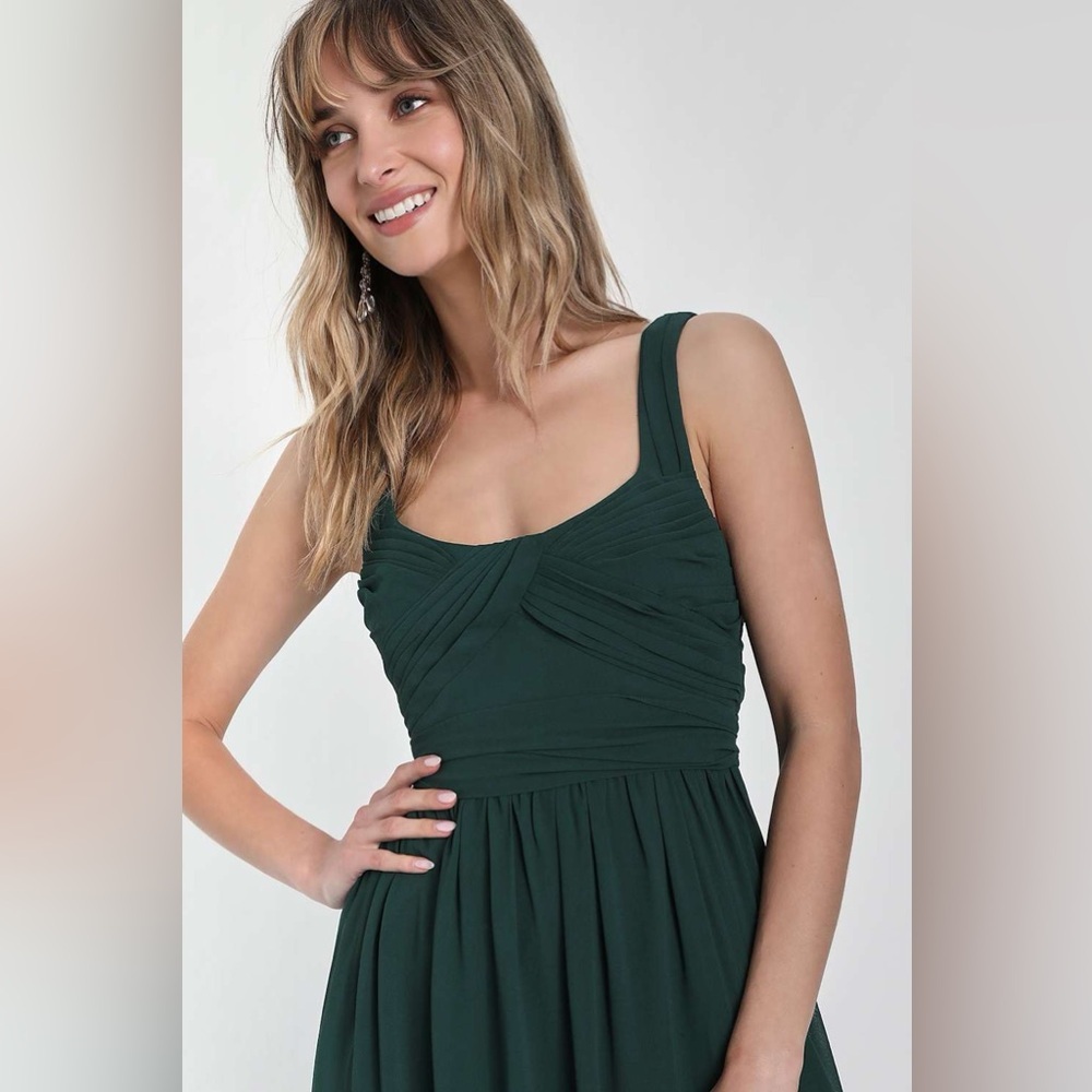 Lulus Sensational Moment Emerald Green Pleated Maxi Dress - Picture 2 of 4